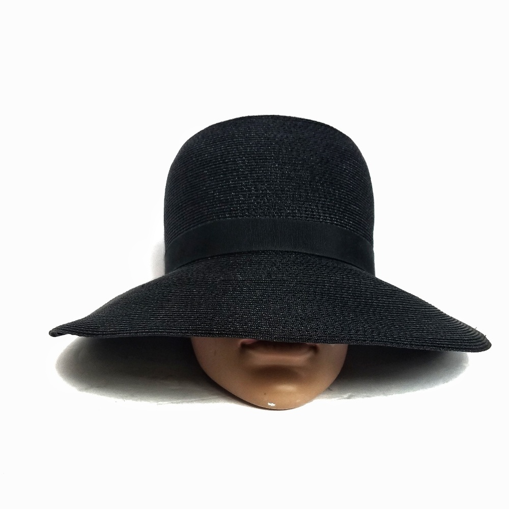 Valerie Black sun braided  hat with black ribbow - Picture 4 of 7